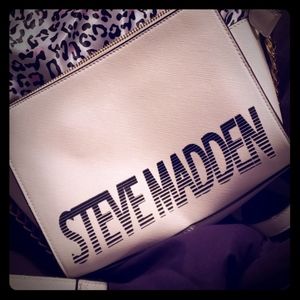 Steve Madden White Faux Leather Cross Body Bag